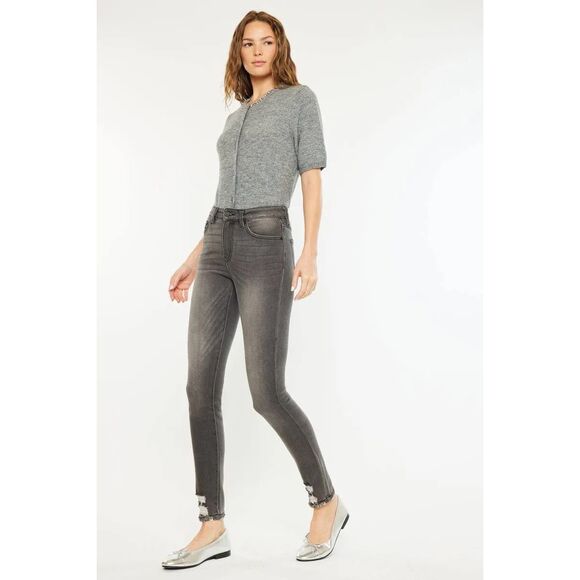 KanCan Hailey High Rise Gray Washed Distressed Skinny Jean Size 7 / 27 - Picture 1 of 8
